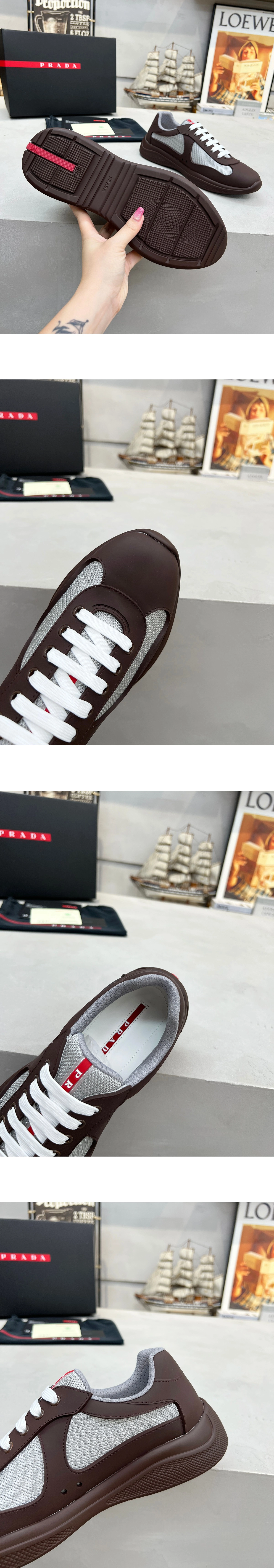 [PRADA] 프라다 America's Cup 아메리카 컵 바이크 패브릭 로우탑 스니커즈 브라운 4E6500_3LLJ_F0399_F_025 남녀공용