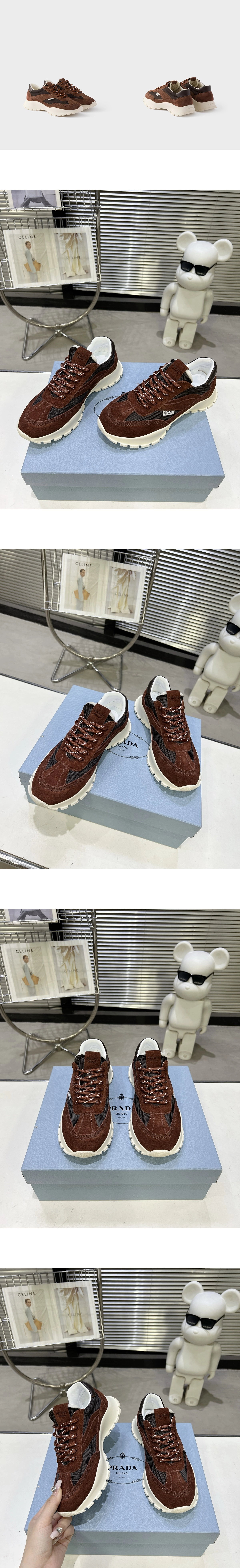 [PRADA] 프라다 메시 스웨이드 스니커즈 브라운 1E503O_3ZO7_F0324_F_045 남녀공용