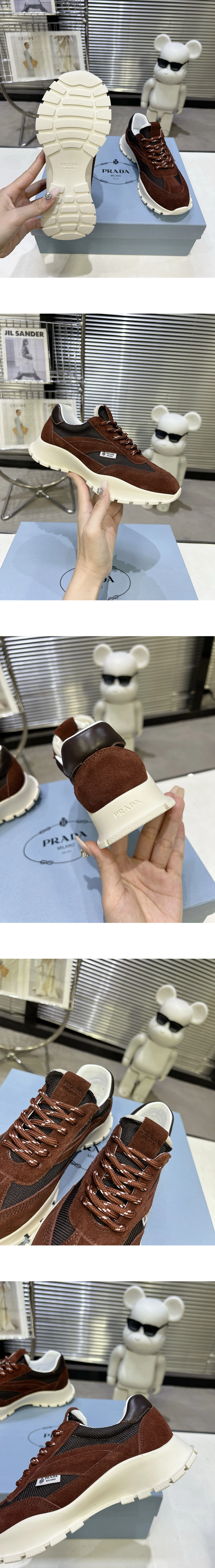 [PRADA] 프라다 메시 스웨이드 스니커즈 브라운 1E503O_3ZO7_F0324_F_045 남녀공용