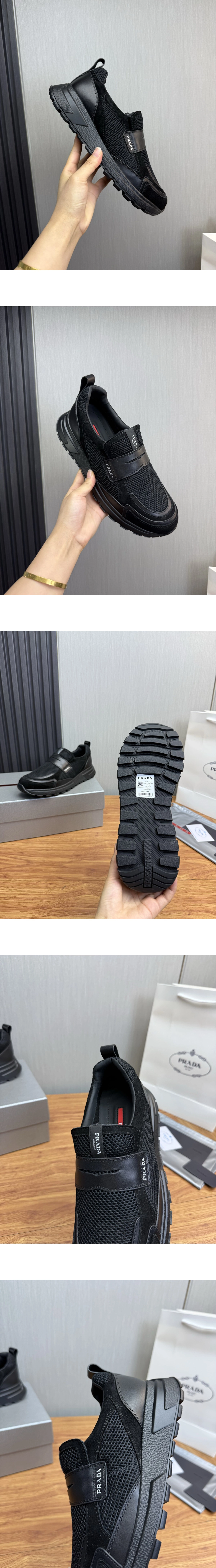 [PRADA] 프라다 프락스 메시 레더 로퍼 블랙 2DE163_3ZM0_F0002_F_G000 남성용 