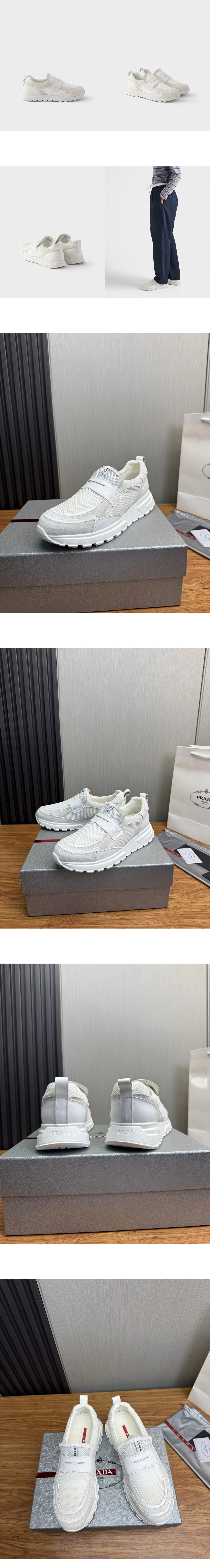 [PRADA] 프라다 프락스 메시 레더 로퍼 화이트 2DE163_3ZM0_F0009_F_G000 남성용 