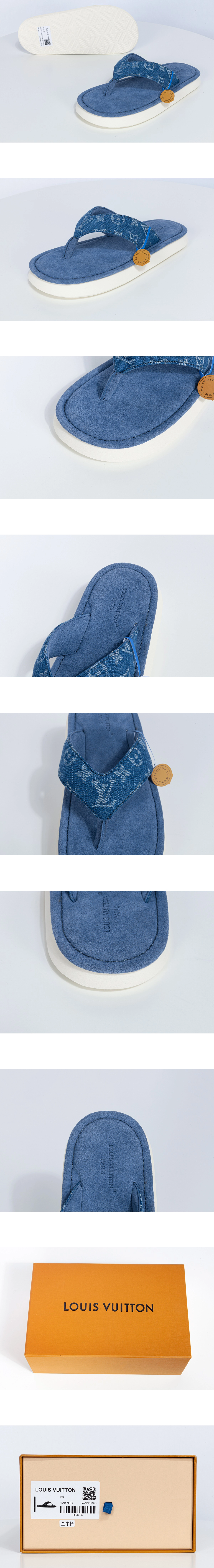 [LOUIS VUITTON] 루이비통 플립플랍 모노그램 데님 샌들 블루 1AK7TK