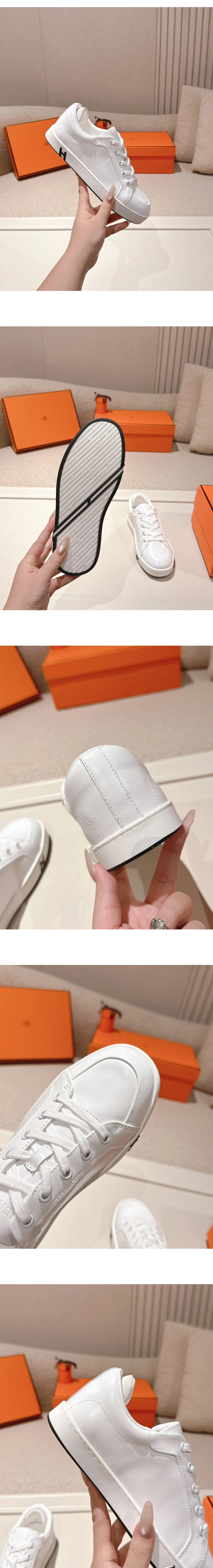 [Hermes] 에르메스 키드 카프스킨 스니커즈 화이트 H251929ZH90390 남녀공용