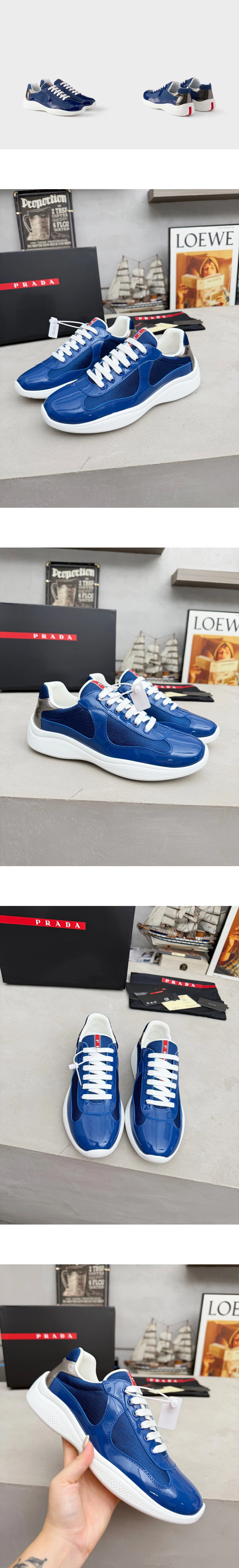 [PRADA] 프라다 아메리카 컵 페이턴트 레더 테크니컬 패브릭 스니커즈 사파이어 4E3400_2ABO_F0BZT_F_G000 남녀공용