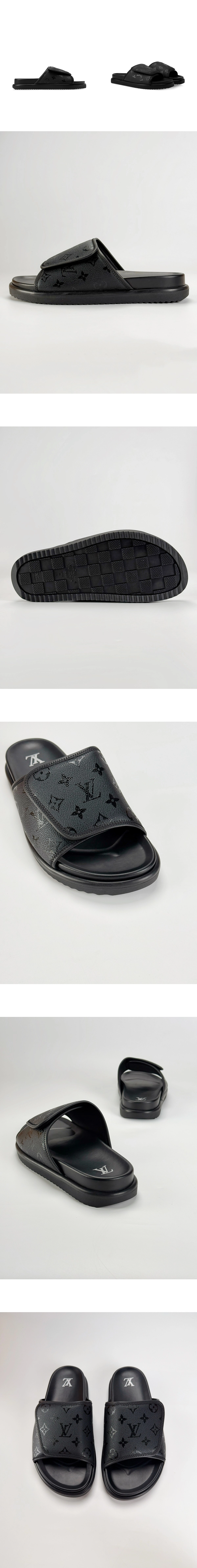[LOUIS VUITTON] 루이비통 마이애미 모노그램 벨크로 스트랩 뮬 블랙 1AIXCP
