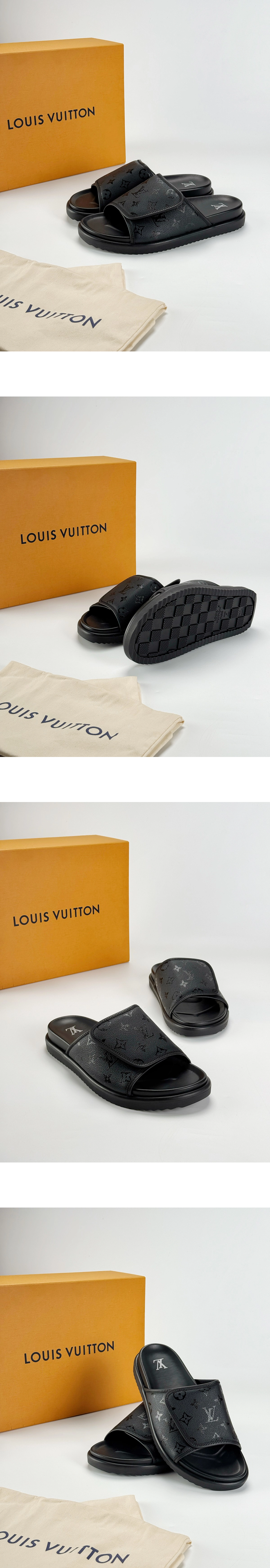 [LOUIS VUITTON] 루이비통 마이애미 모노그램 벨크로 스트랩 뮬 블랙 1AIXCP