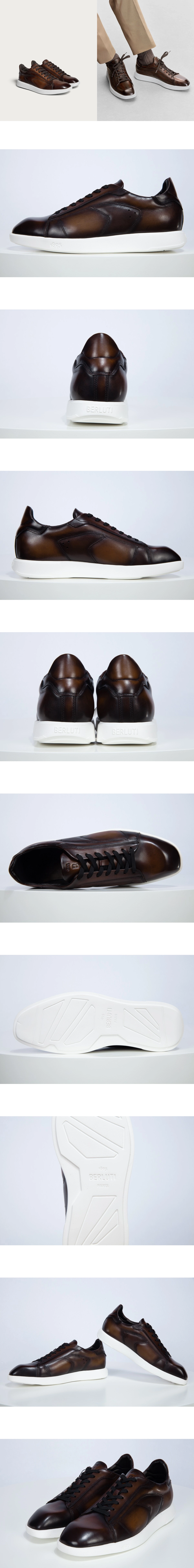 [BERLUTI] 벨루티 Stellar 스텔라 로우탑 스니커즈 다크브라운 S6490-001