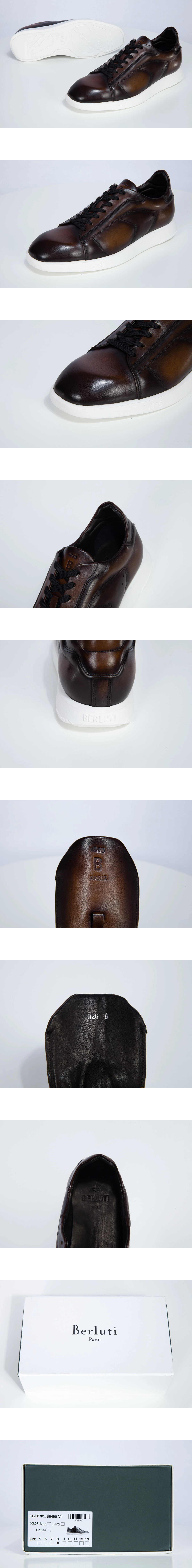 [BERLUTI] 벨루티 Stellar 스텔라 로우탑 스니커즈 다크브라운 S6490-001