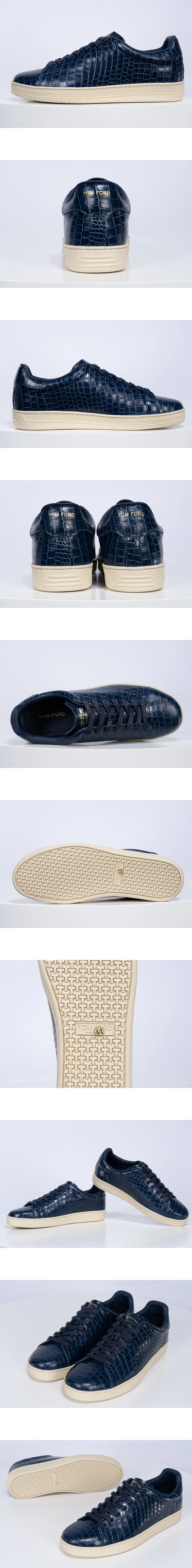 [TOM FORD] 톰포드 Warwick 워윅 프린티드 크록스니커즈 블루 J1591LCL529L