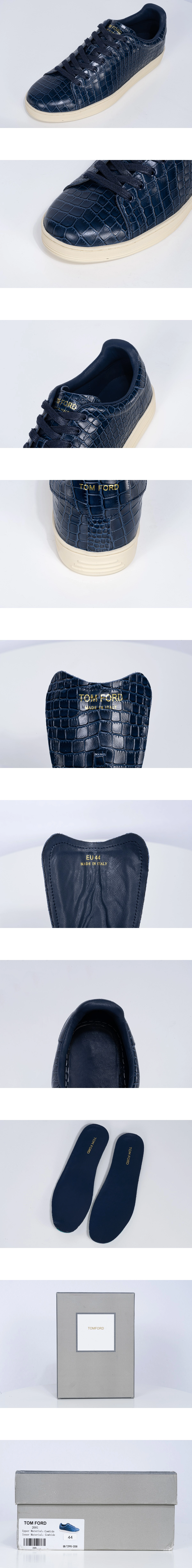 [TOM FORD] 톰포드 Warwick 워윅 프린티드 크록스니커즈 블루 J1591LCL529L