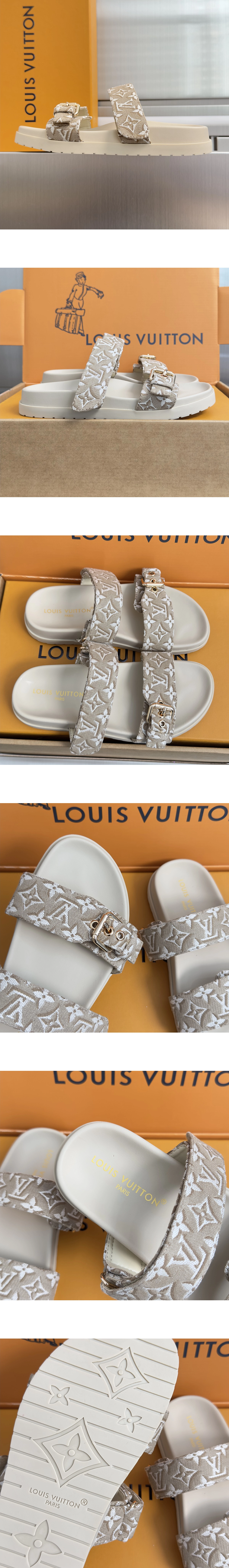 [LOUIS VUITTON] 루이비통Dia 다이아 플랫 컴포트 뮬 베이지 남녀공용