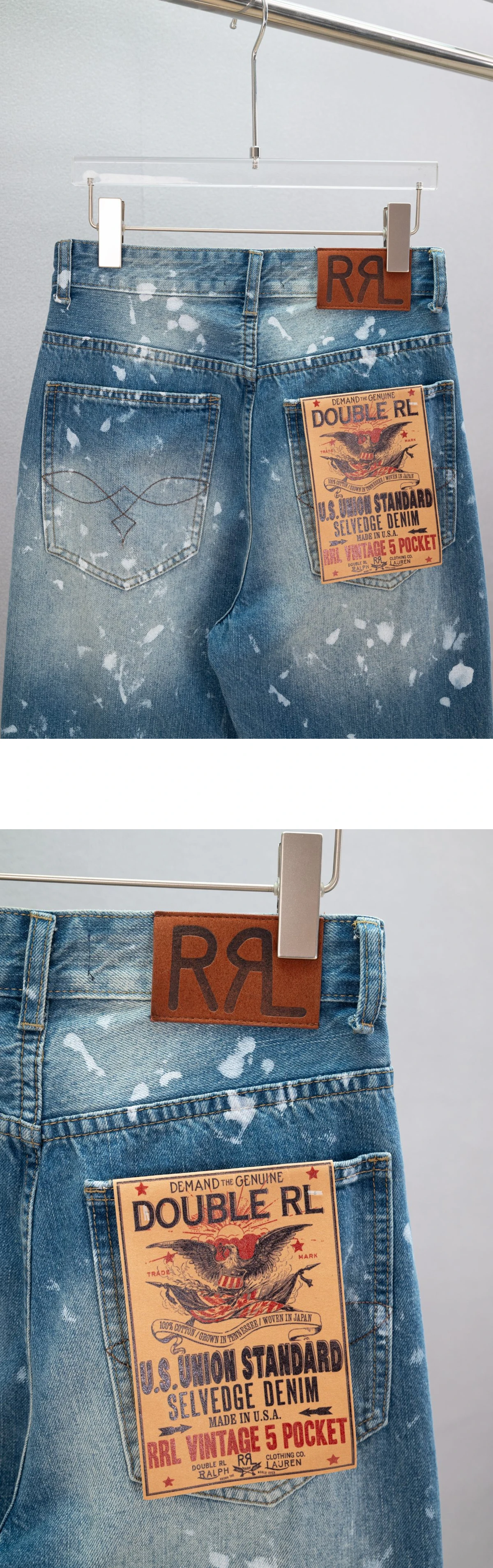 [Ralph Lauren] 랄프로렌 RRL (더블알엘) 스트레이트핏 페니모어 디스트레스트 진 라이트 인디고 워시 / WOVEN IN JAPEN