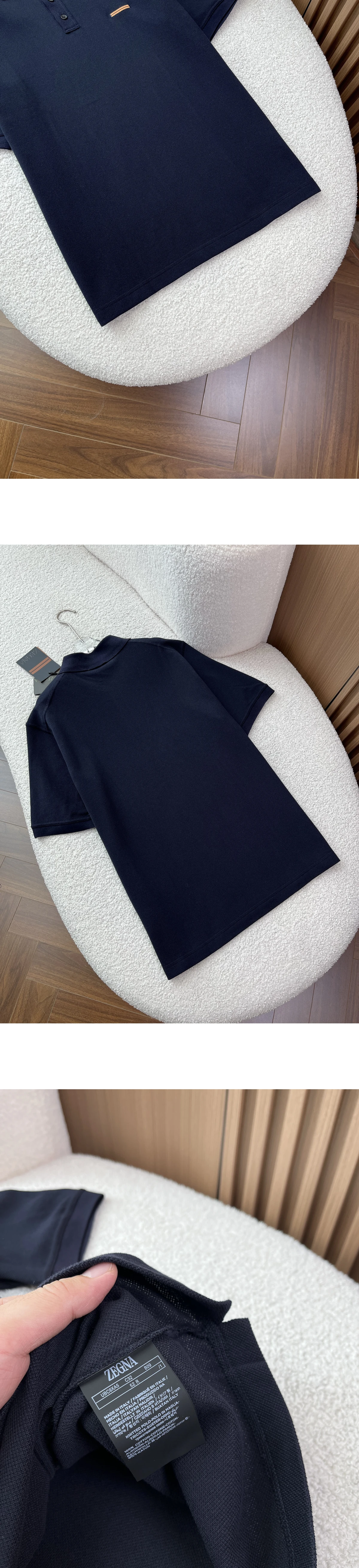 [ZEGNA] 제냐 232 시그니처 로고 코튼 피케 폴로 쇼트슬리브 셔츠