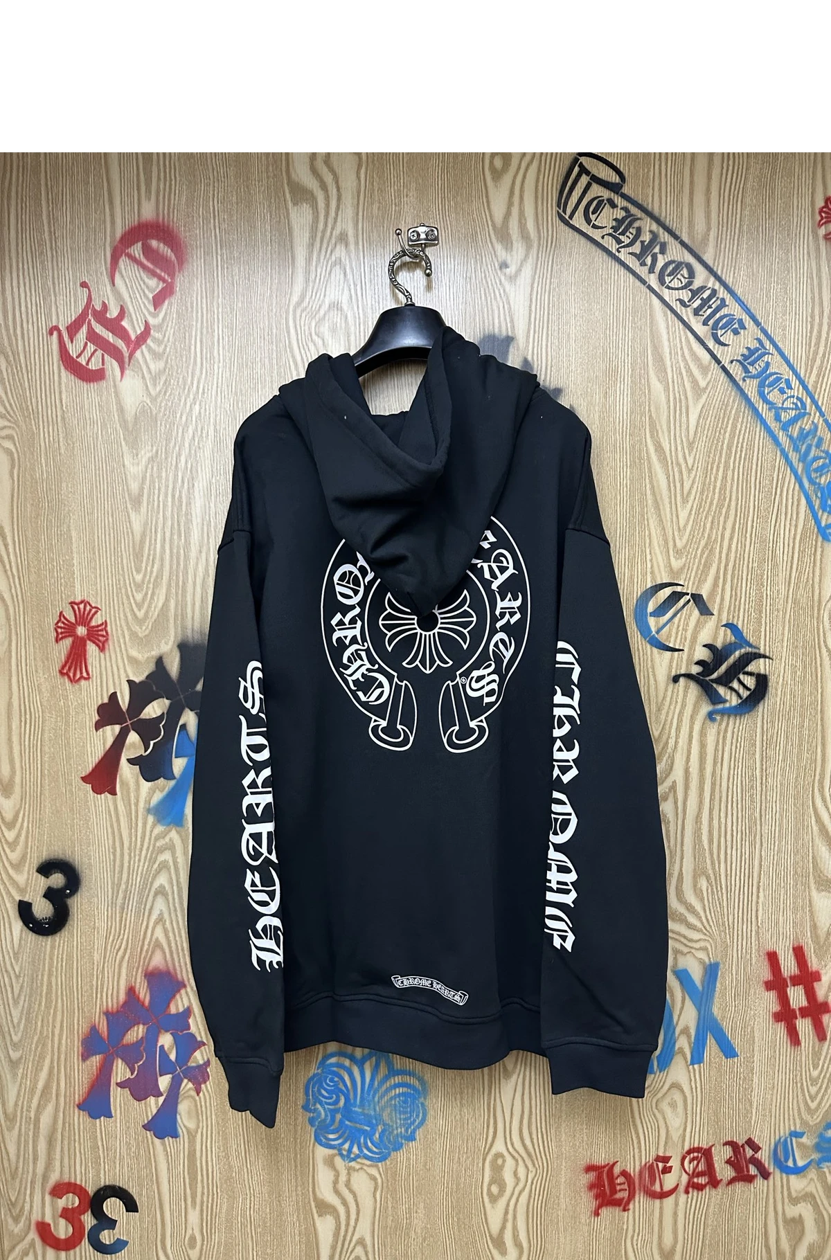 [Chrome Hearts] 크롬하츠 오프라인 링 로고 플리스 루즈핏 집업 후디 블랙