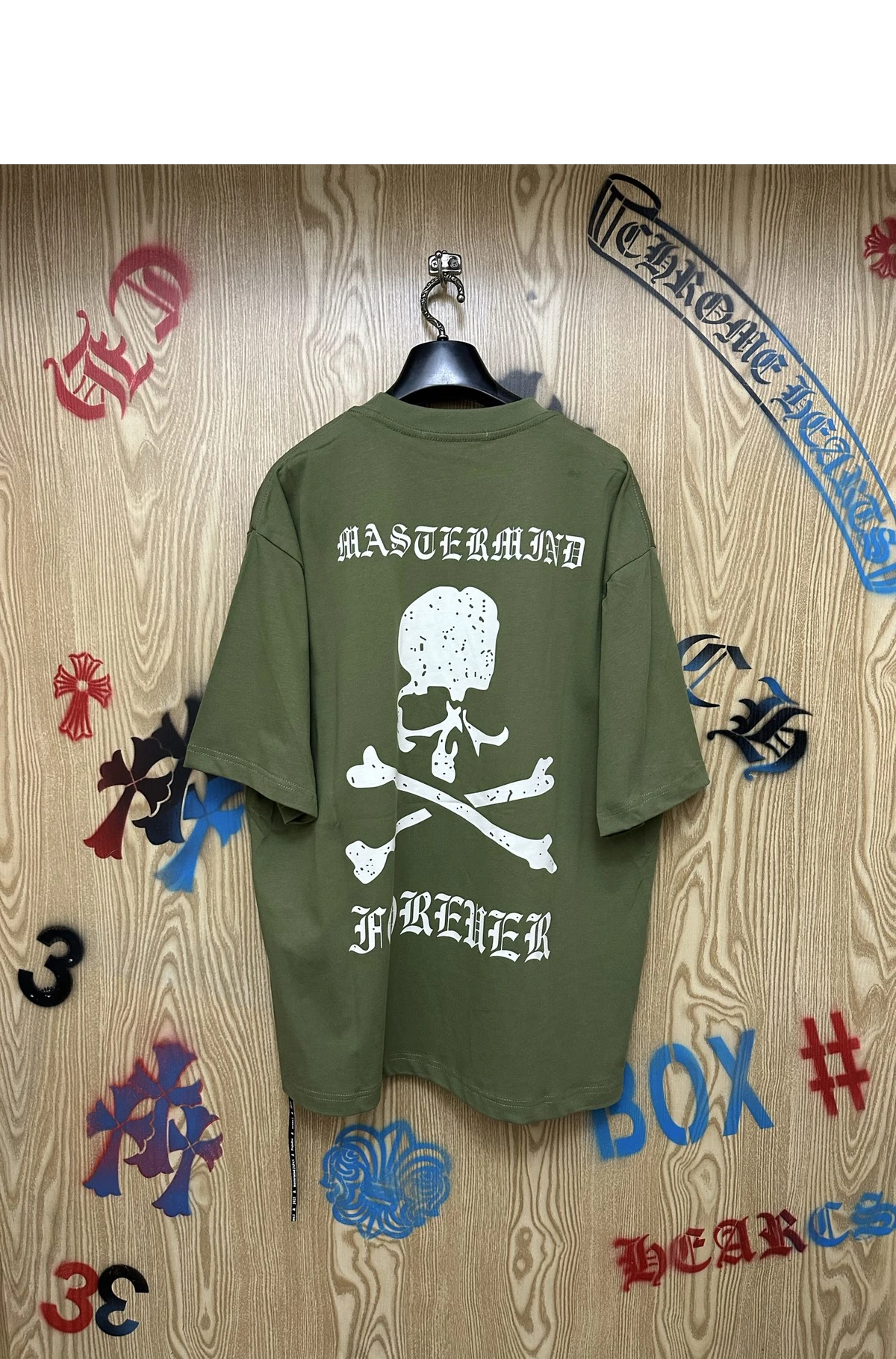 [MASTERMIND] 마스터마인드 재팬 윌 네버 다이 쇼트슬리브 티셔츠 올리브