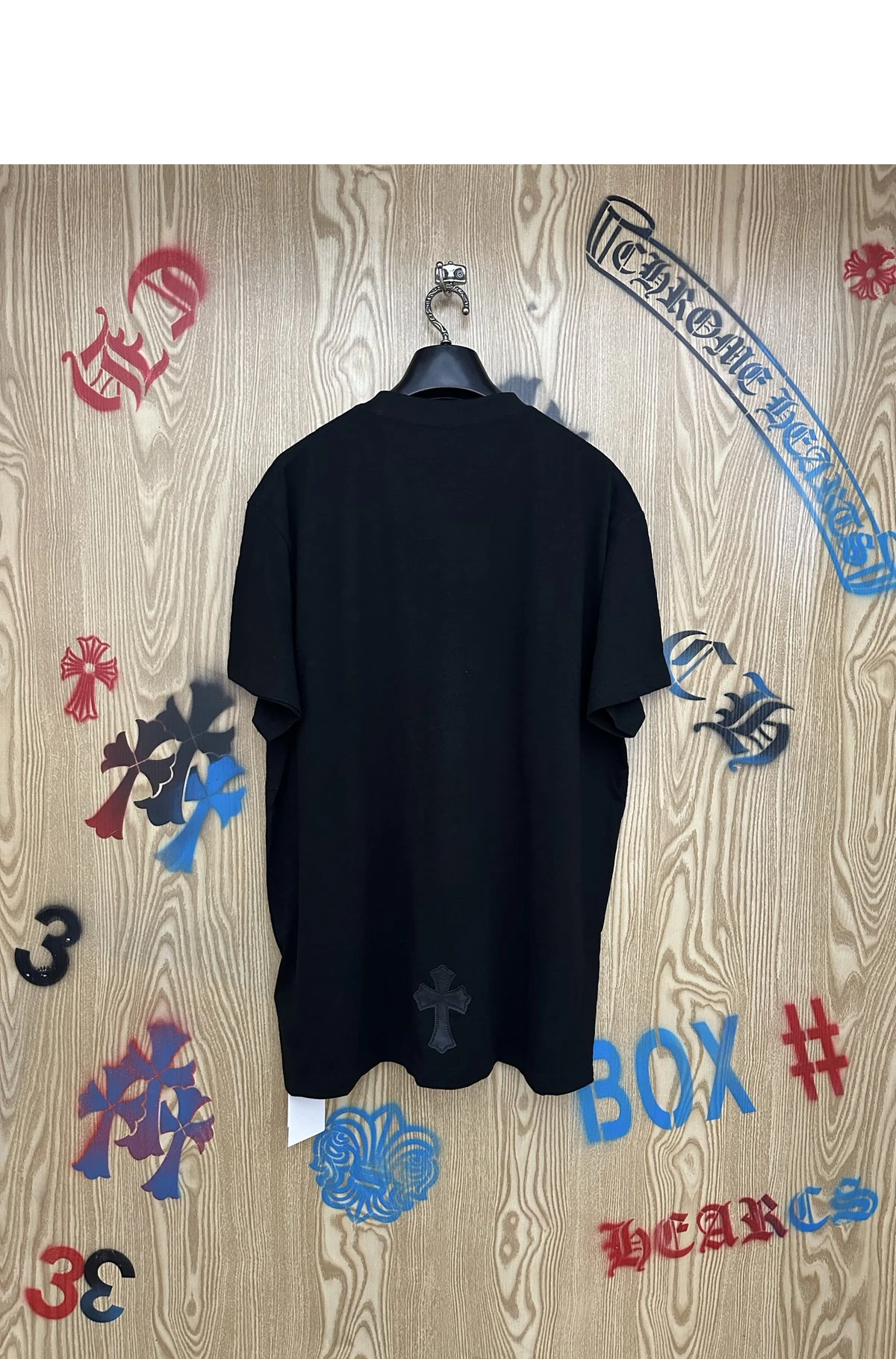 [Chrome Hearts] 크롬하츠 트리플 크로스 레더 패치 포켓 쇼트슬리브 블랙