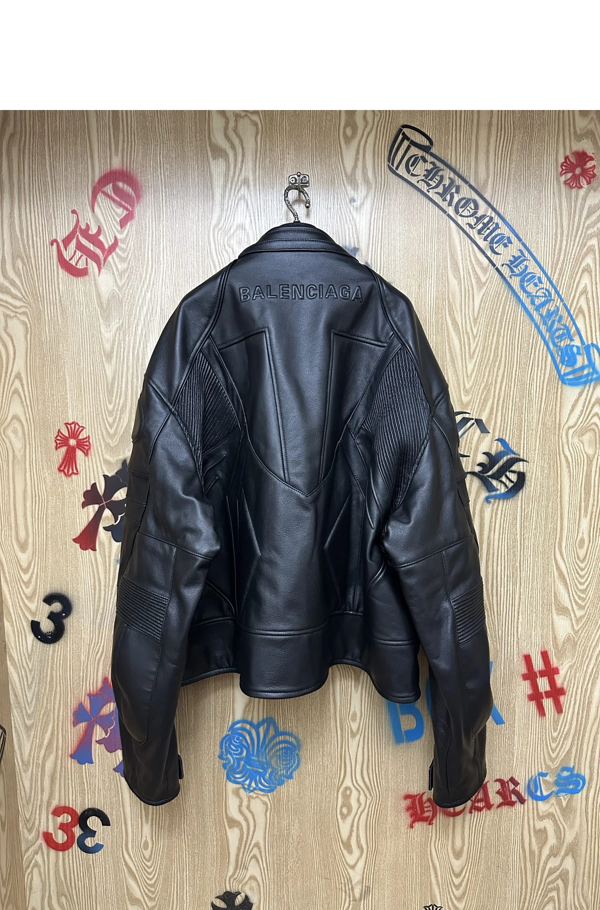 [BALENCIAGA] 발렌시아가 레더 바이커 자켓 블랙