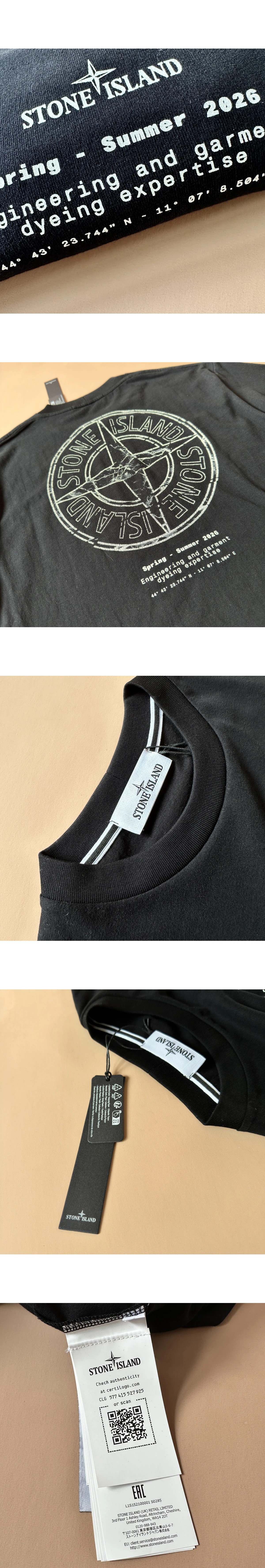 [STONE ISLAND] 스톤아일랜드 오가닉 코튼 저지 'Stone' 프린트 쇼트슬리브 티셔츠 블랙