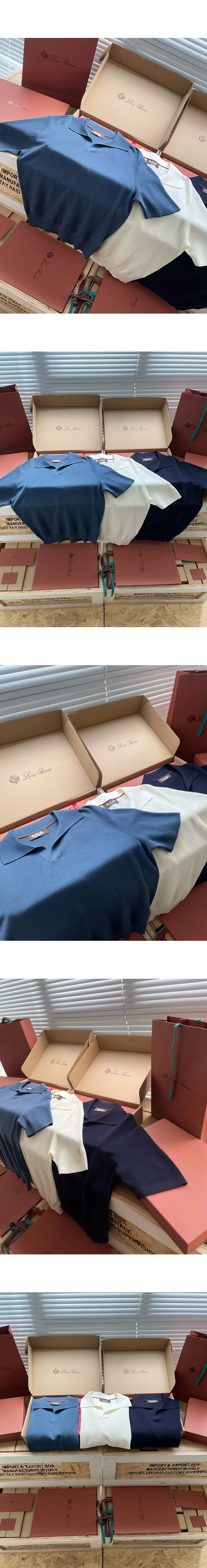 [LORO PIANA] 로로피아나 엠파이어 더 기프트 오브 킹스 울 스키퍼 칼라 하프 슬리브 니트 폴로 셔츠