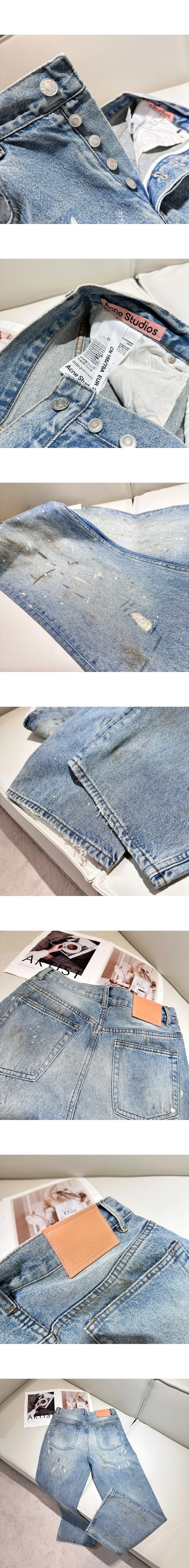 [ACNE STUDIOS] 아크네 스튜디오 레귤러 핏 미드웨이스트 와이드 레그 플레어 2021M 데님 진 라이트 블루