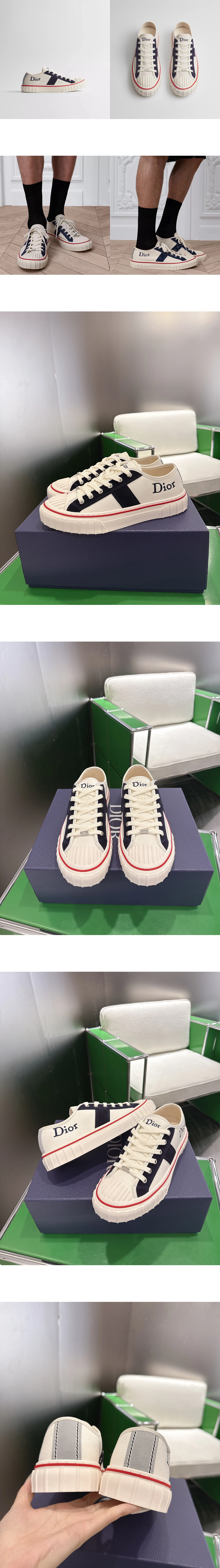 [DIOR] 디올 후퍼 캔버스 스웨이드 로우탑 스니커즈 네이비 블루 3SN376ZDF_H009 남성용