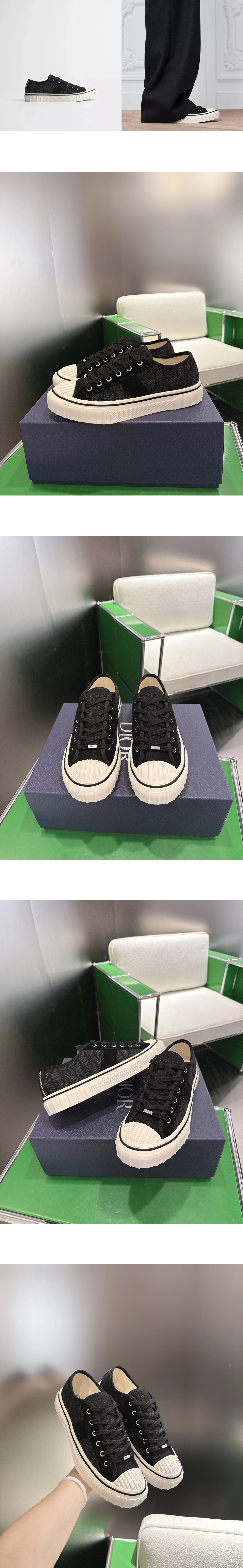 [DIOR] 디올 Hooper 후퍼 디올 오블리크 자카드로우탑 스웨이드 카프스킨 스니커즈 블랙 3SN375AED_H960 남성용