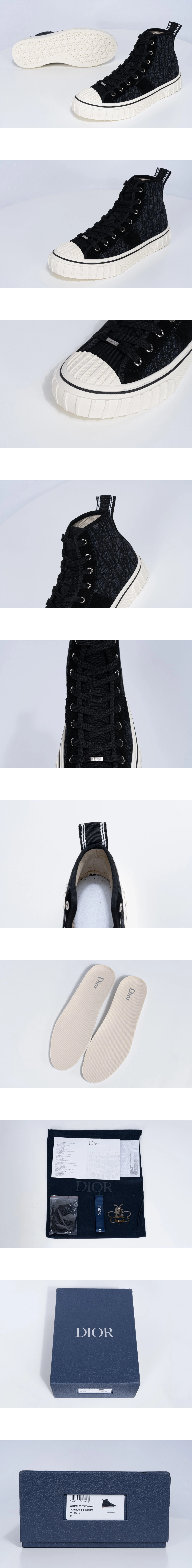 [DIOR] 디올 후퍼 디올 오블리크 자카드 스웨이드 카프스킨 하이탑 스니커즈 블랙3SH153AED_H960 남성용