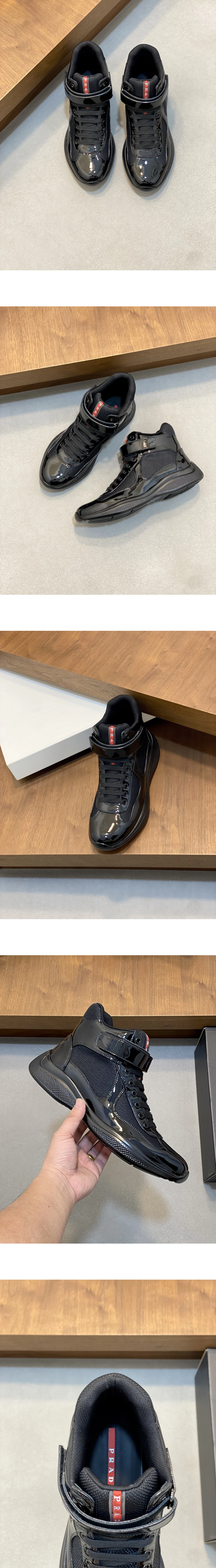 [PRADA] 프라다 아메리카스컵 바이크 하이탑 스니커즈 블랙 남성용