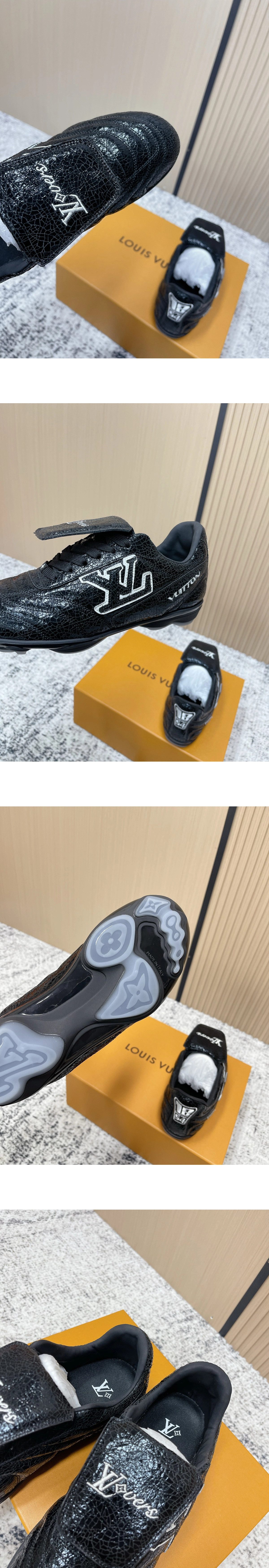 [LOUIS VUITTON] 루이비통풋프린트 사커 로우탑 스니커즈 블랙 1AJAKH 남녀공용