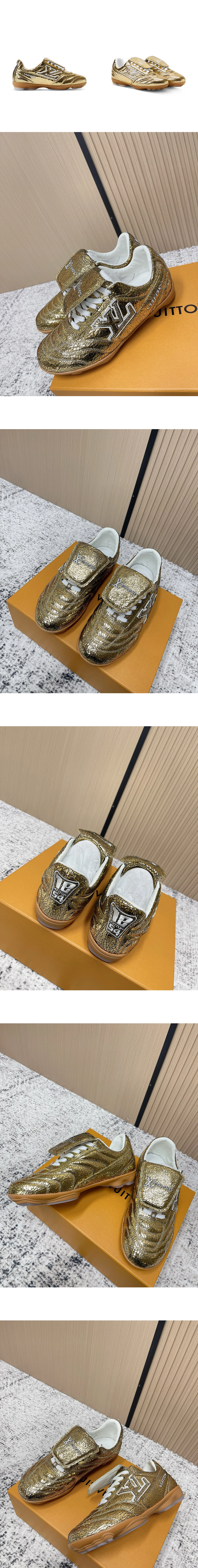 [LOUIS VUITTON] 루이비통 풋프린트 사커 로우탑 스니커즈 골드 1AJCPL 남녀공용
