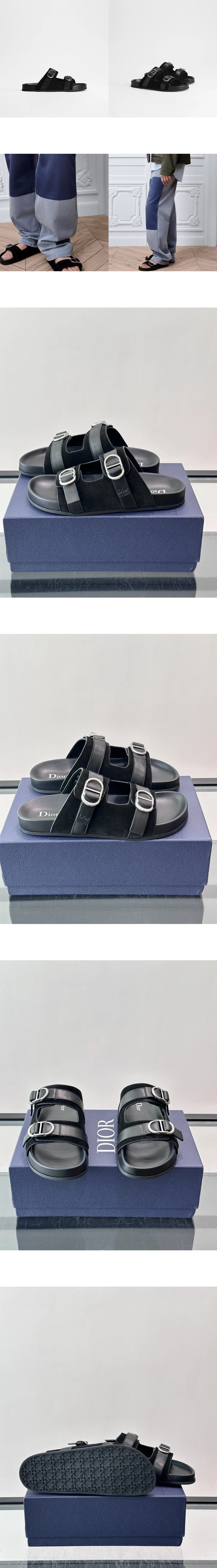 [DIOR] 디올 Aqua 아쿠아 스웨이드 샌들 블랙 3SA165AFA_H900 남성용