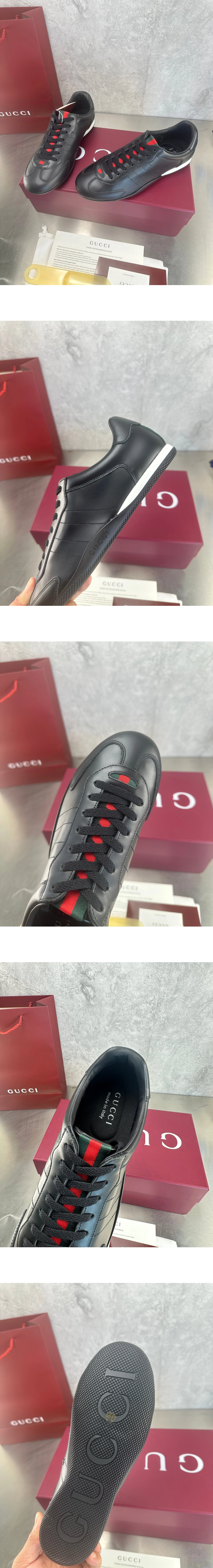 [GUCCI] 구찌 시프트 레더 스니커즈 블랙857018AAFUH1086 남녀공용