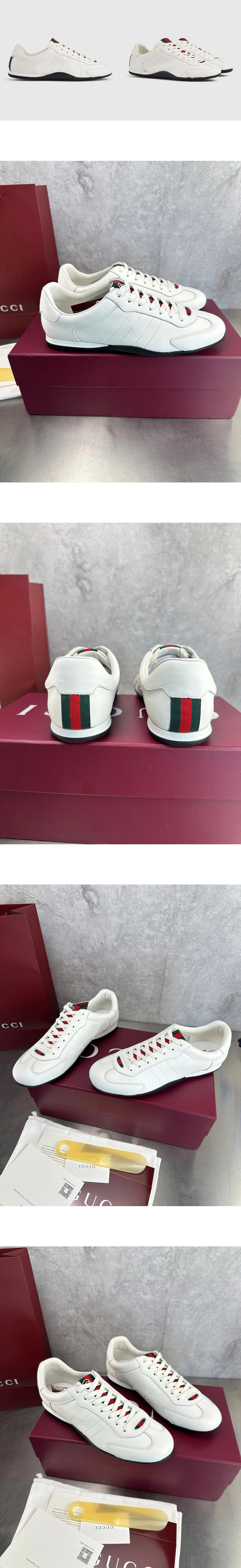 [GUCCI] 구찌 시프트 레더 스니커즈 화이트 857018AAFUH9245 남녀공용