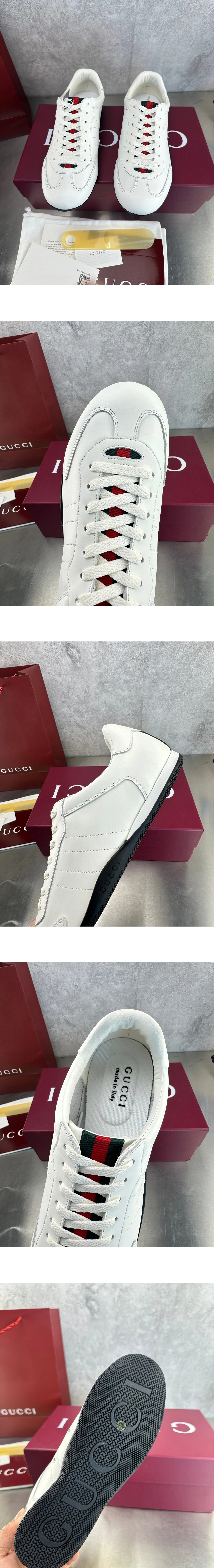 [GUCCI] 구찌 시프트 레더 스니커즈 화이트 857018AAFUH9245 남녀공용