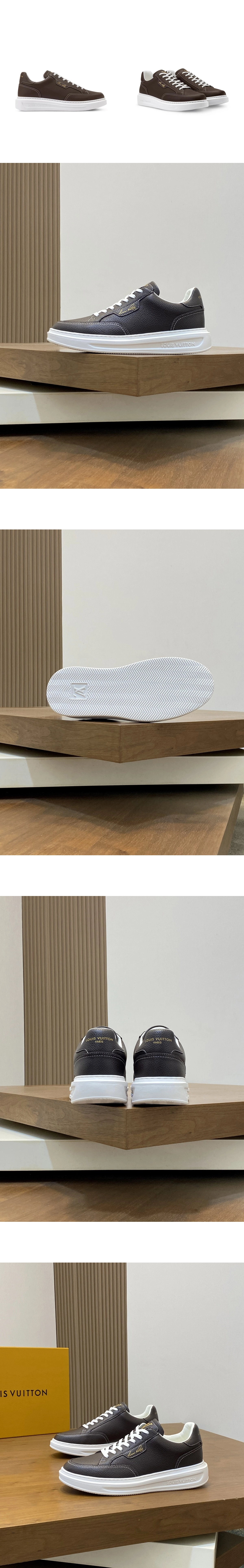 [LOUIS VUITTON] 루이비통 비버리 힐스 카프스킨 스니커즈 마롱 1AJ873 남성용