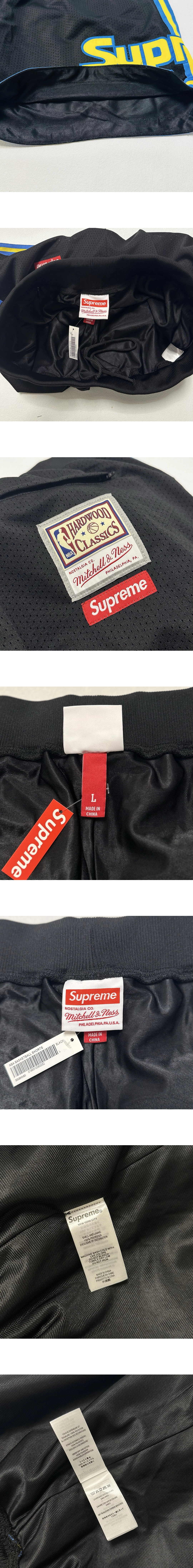 [SUPREME] 슈프림 x 미첼 앤 네스 덴버 너겟츠 팀즈 메시 바스켓볼 쇼츠 블랙