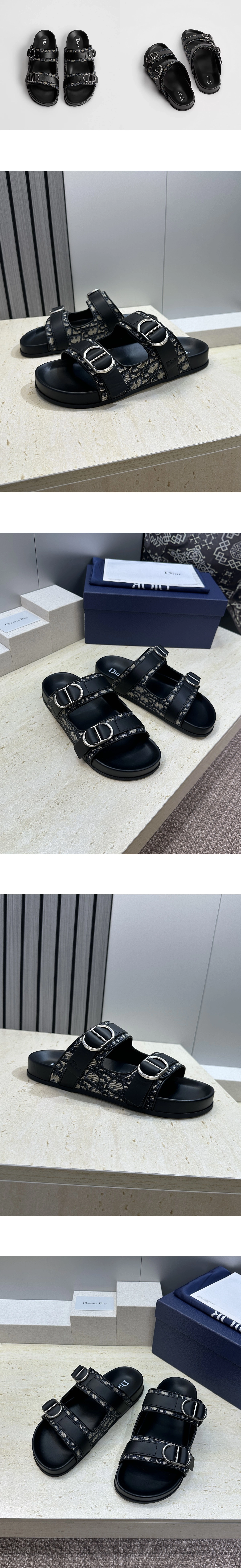 [DIOR] 디올 Aqua 아쿠아 오블리크자카드 샌들 베이지/블랙 3SA165AFB_H961 남성용