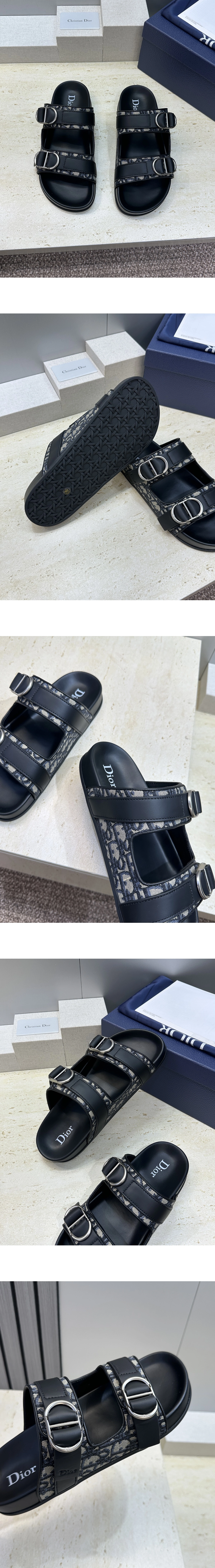[DIOR] 디올 Aqua 아쿠아 오블리크자카드 샌들 베이지/블랙 3SA165AFB_H961 남성용