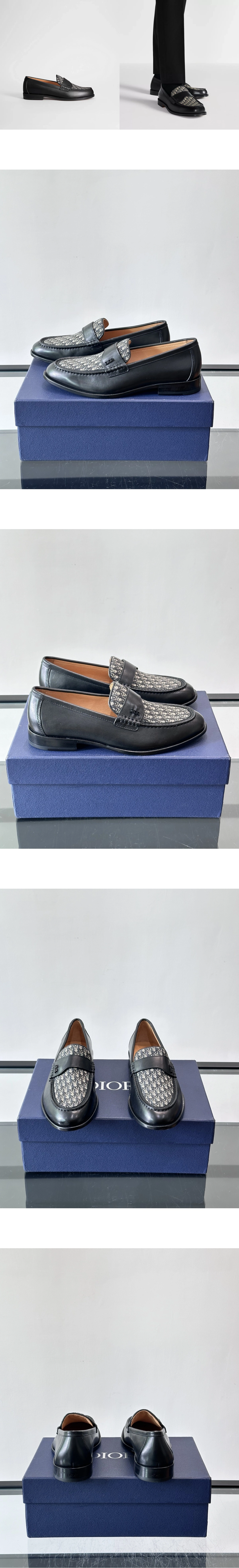 [DIOR] 디올 Granville 그랑빌오블리크 자카드 스무스 카프스킨 로퍼 블랙/베이지 3LO146ZAQ_H961 남성용