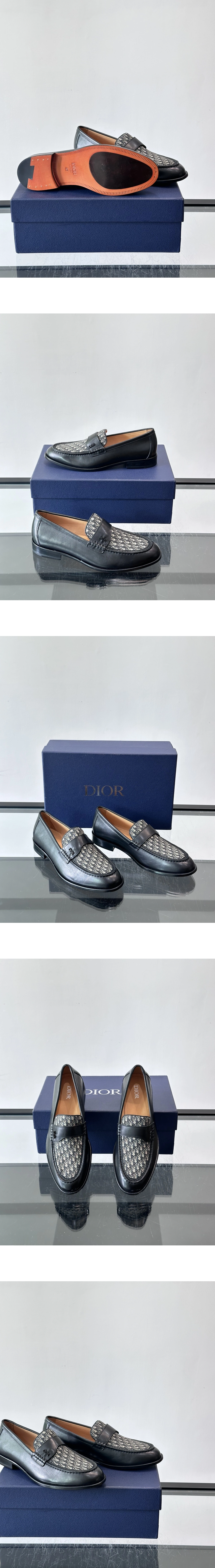 [DIOR] 디올 Granville 그랑빌오블리크 자카드 스무스 카프스킨 로퍼 블랙/베이지 3LO146ZAQ_H961 남성용