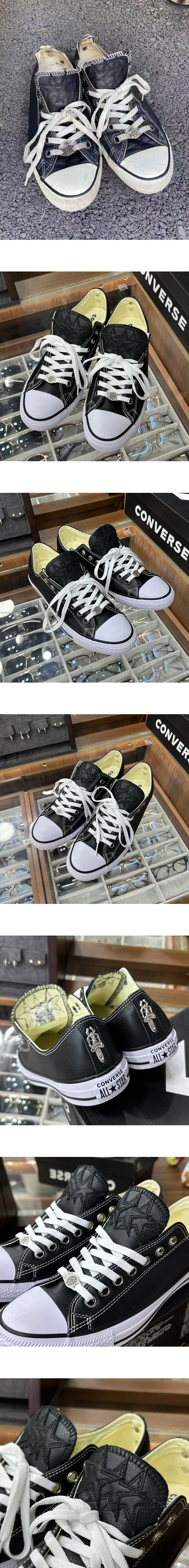 [Chrome Hearts] 크롬하츠 x 컨버스 올스타 레더 스타 패치 로우탑 스니커즈 블랙 남녀공용