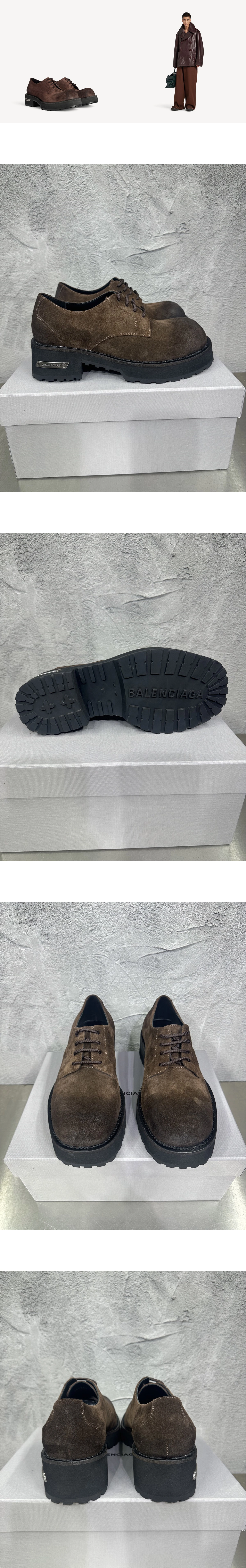 [BALENCIAGA] 발렌시아가 Venom 베놈 스웨이드 카프스킨 더비 슈즈 브라운 850556WCAW52981 