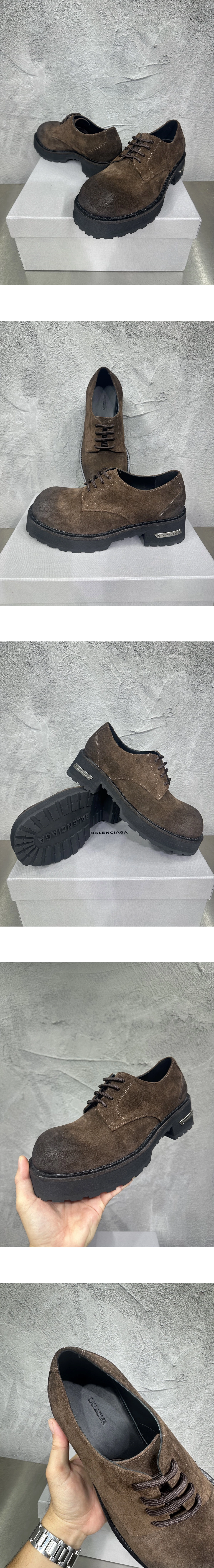 [BALENCIAGA] 발렌시아가 Venom 베놈 스웨이드 카프스킨 더비 슈즈 브라운 850556WCAW52981 