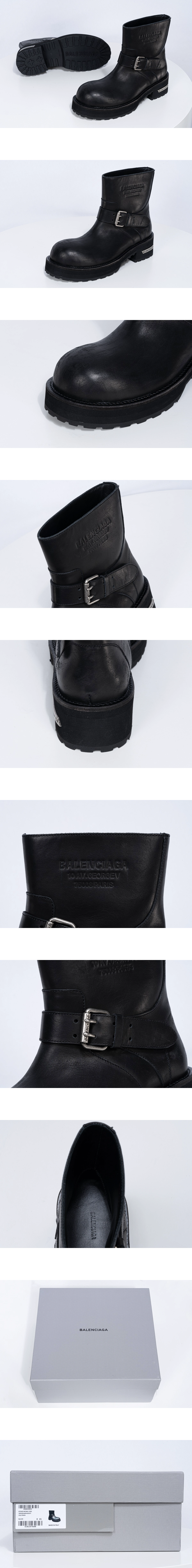 [BALENCIAGA] 발렌시아가 베놈 카프스킨 버클 장식 앵클 숏부츠 블랙