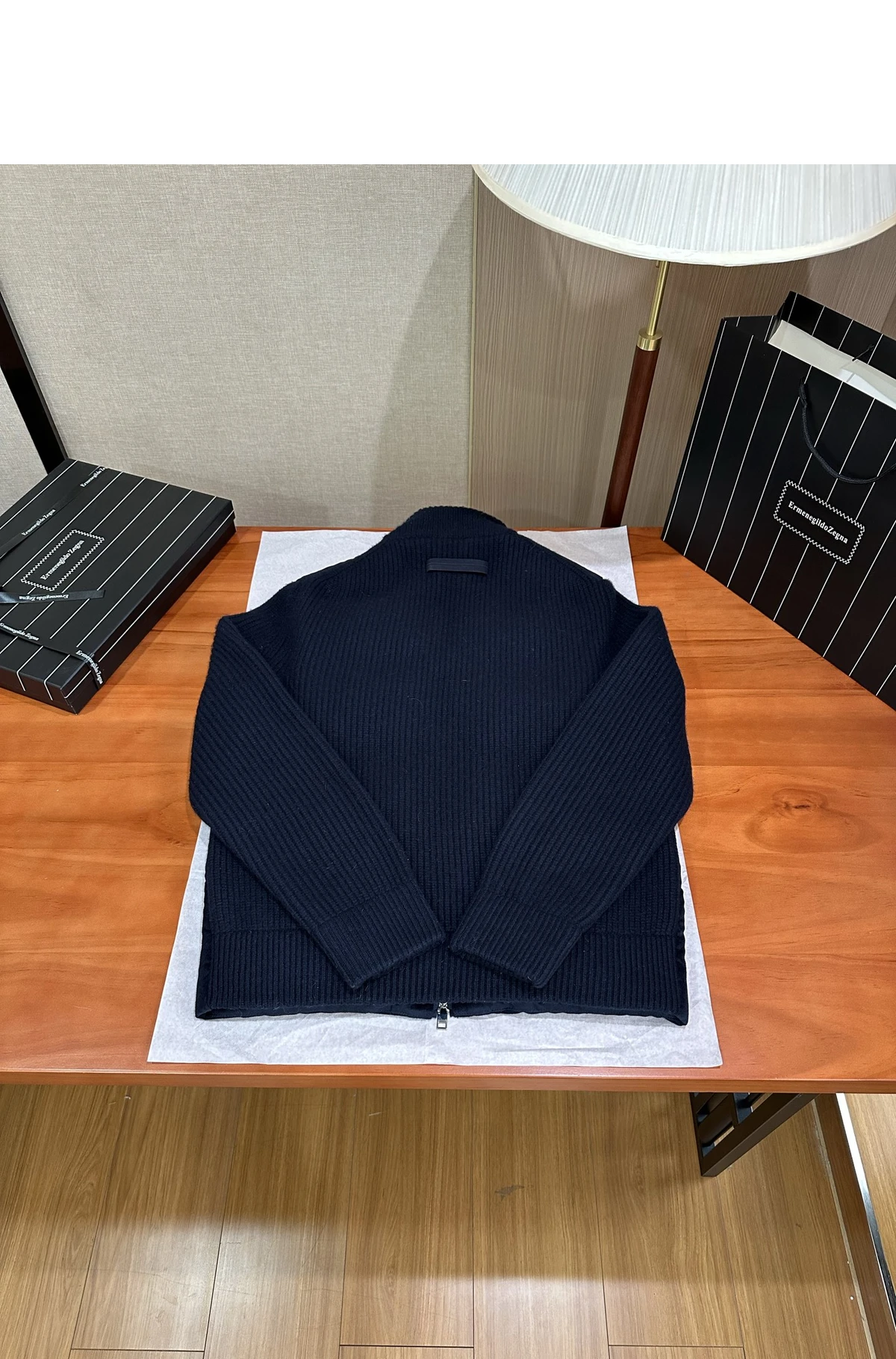 [ZEGNA] 제냐 오아시 캐시미어 패딩 다운 니트 믹스 자켓 네이비