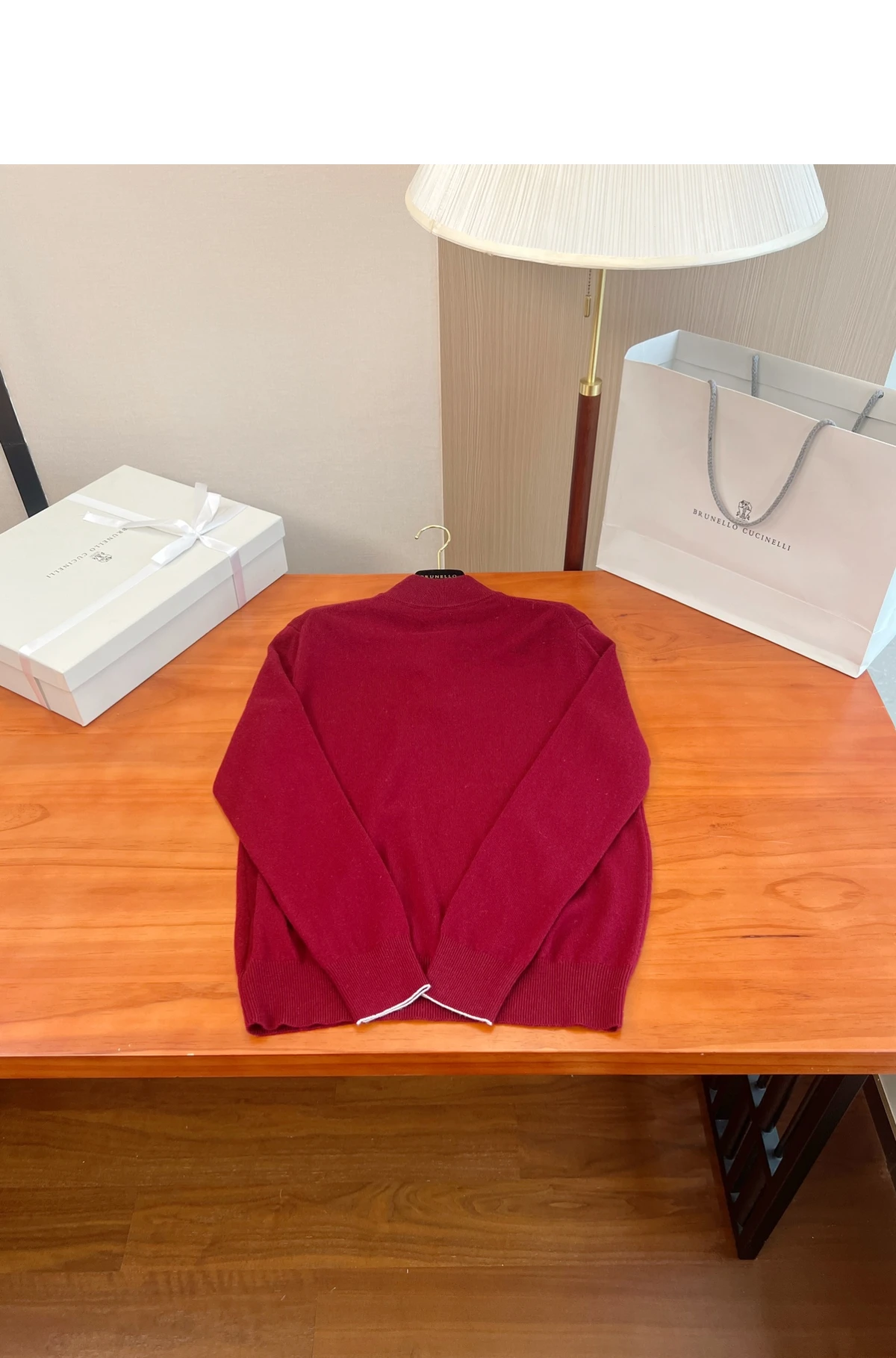 [BRUNELLO CUCINELLI] 브루넬로 쿠치넬리 캐시미어 하프집업 풀오버 니트 스웨터 버건디