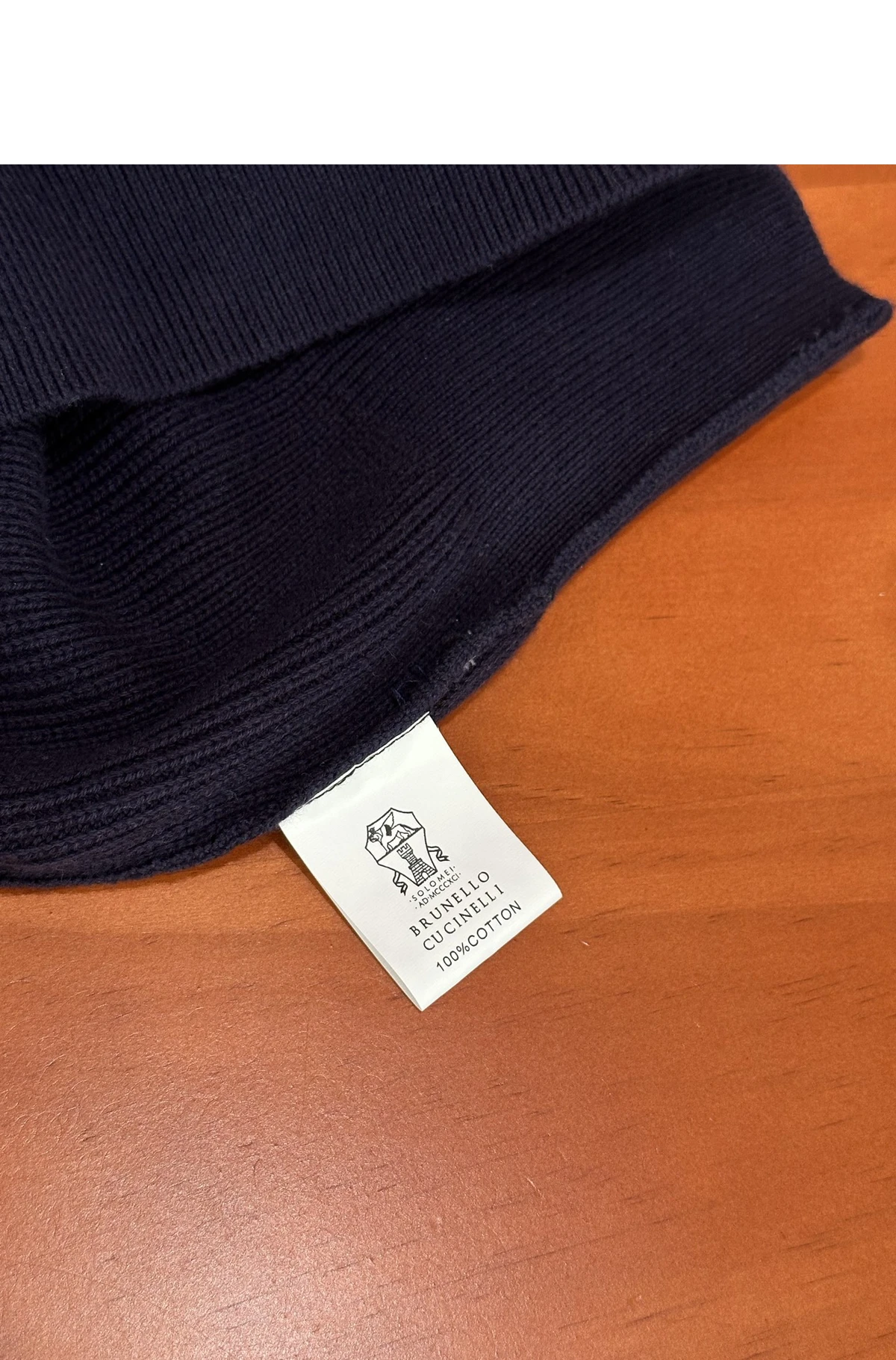 [BRUNELLO CUCINELLI] 브루넬로 쿠치넬리 스트라이프 코튼 하프집업 풀오버 니트 스웨터 네이비