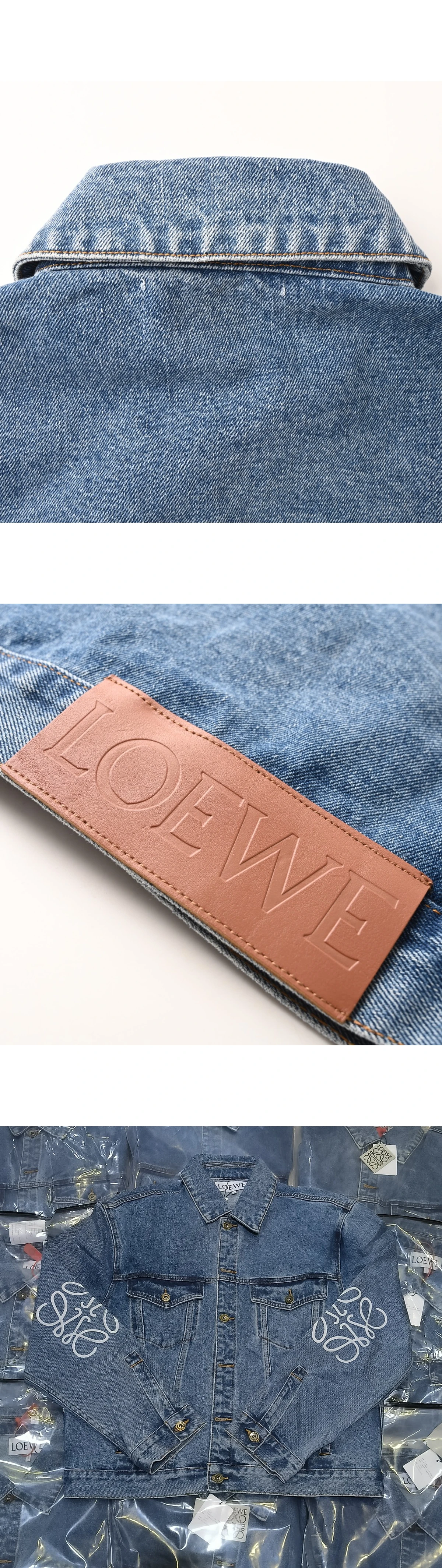[LOEWE] 로에베 아나그램 로고 엘보우 패치 트러커 데님 자켓 미드 블루