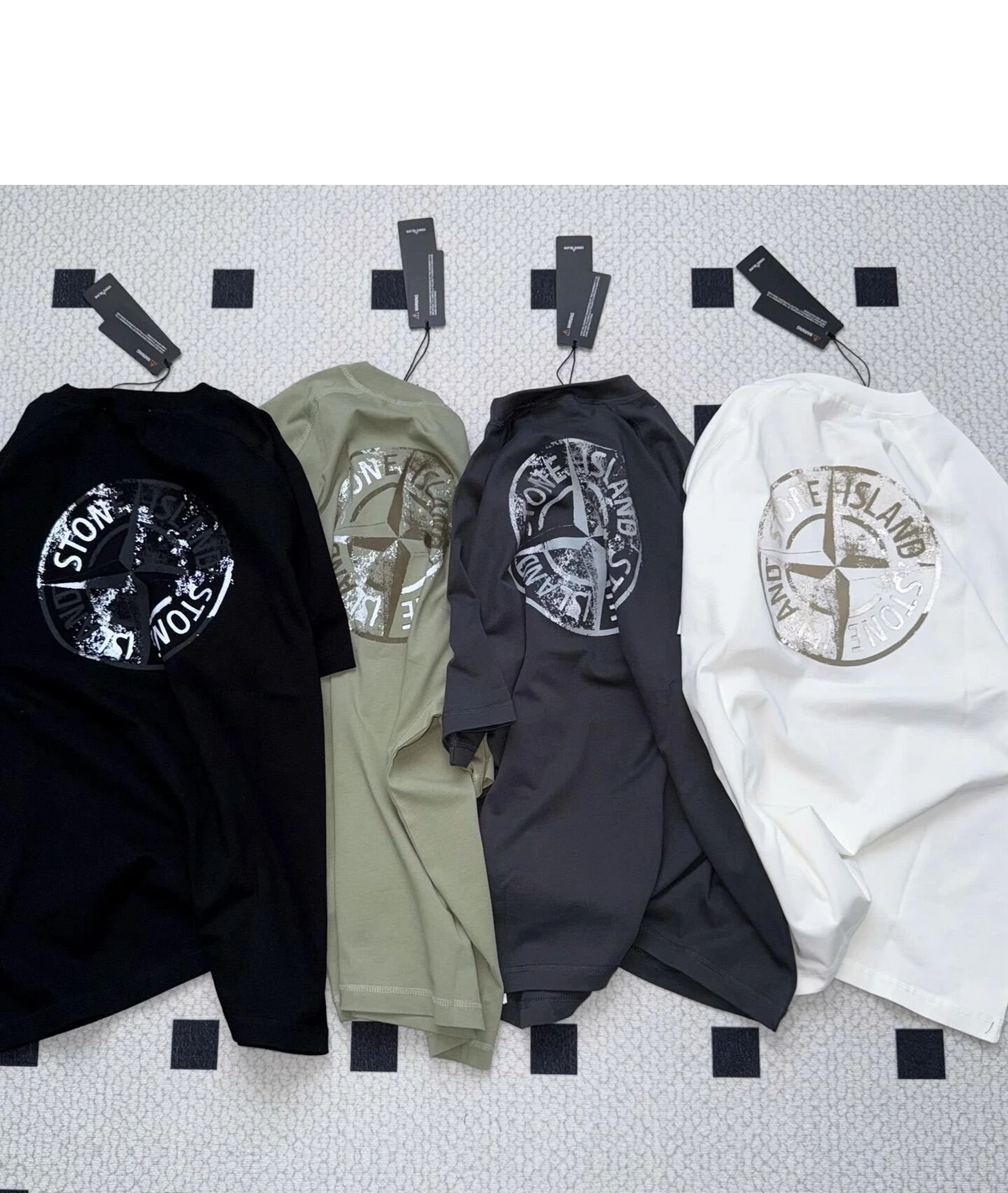 [STONE ISLAND] 스톤아일랜드 오가닉 코튼 저지 인스티투셔널 원 프린트 쇼트 슬리브 티셔츠