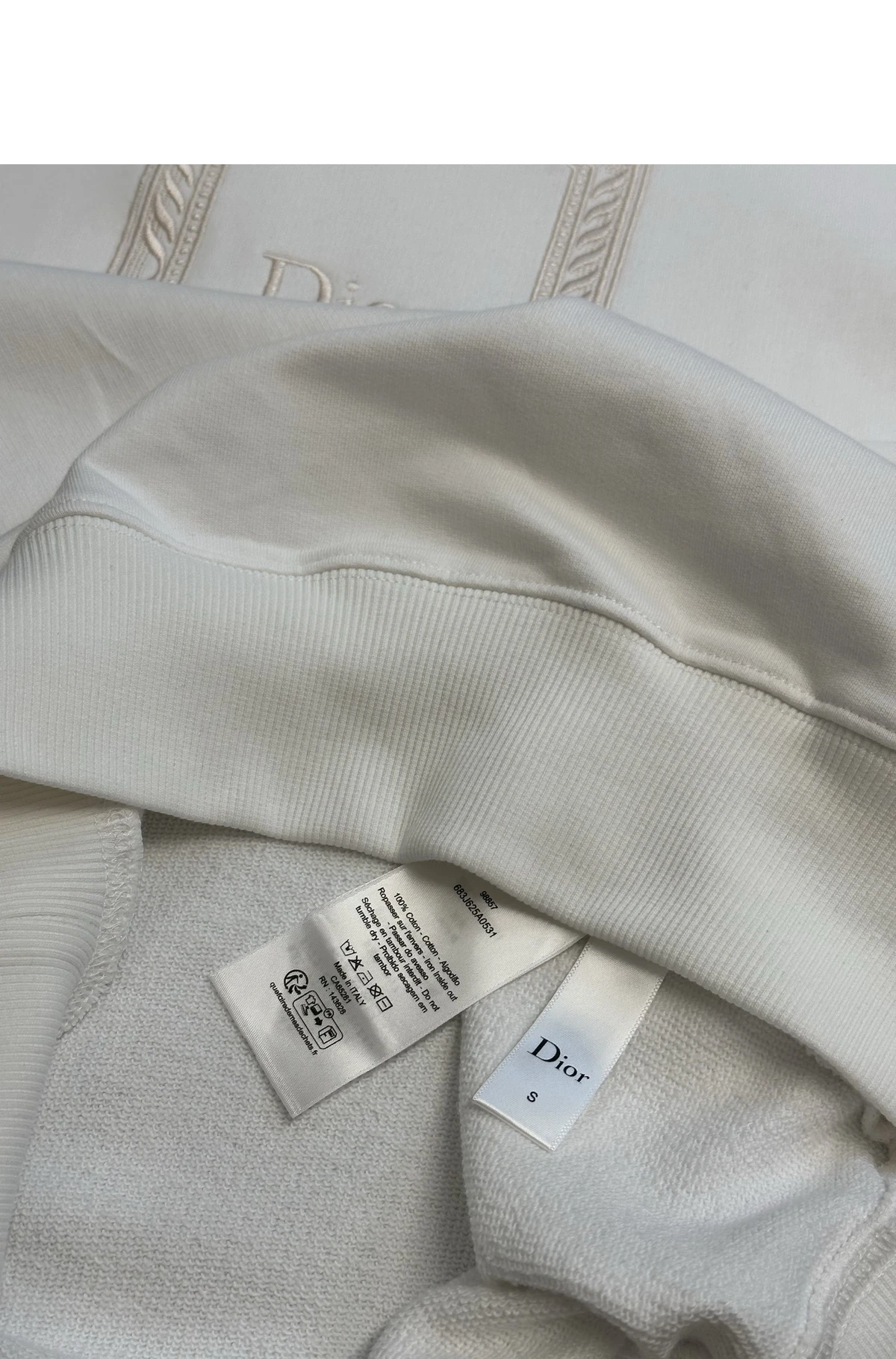 [DIOR] 디올 메달리옹 콜리브리 캐주얼 핏 코튼 플리스 스웨트셔츠 화이트